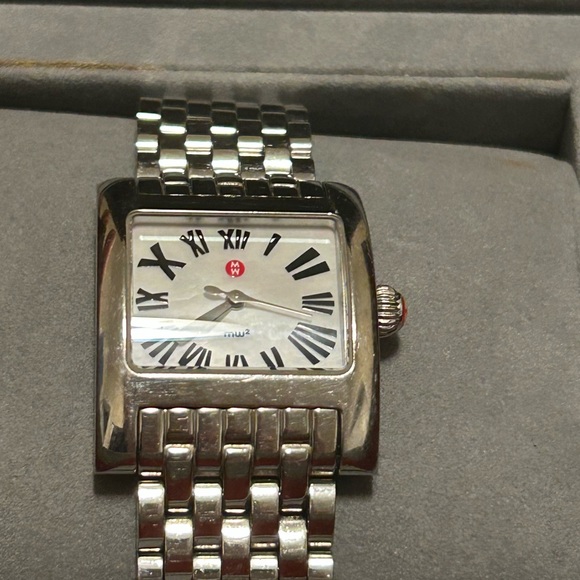 Michele MW2 28mm Square Tank MOP Ladies Watch - Picture 2 of 11